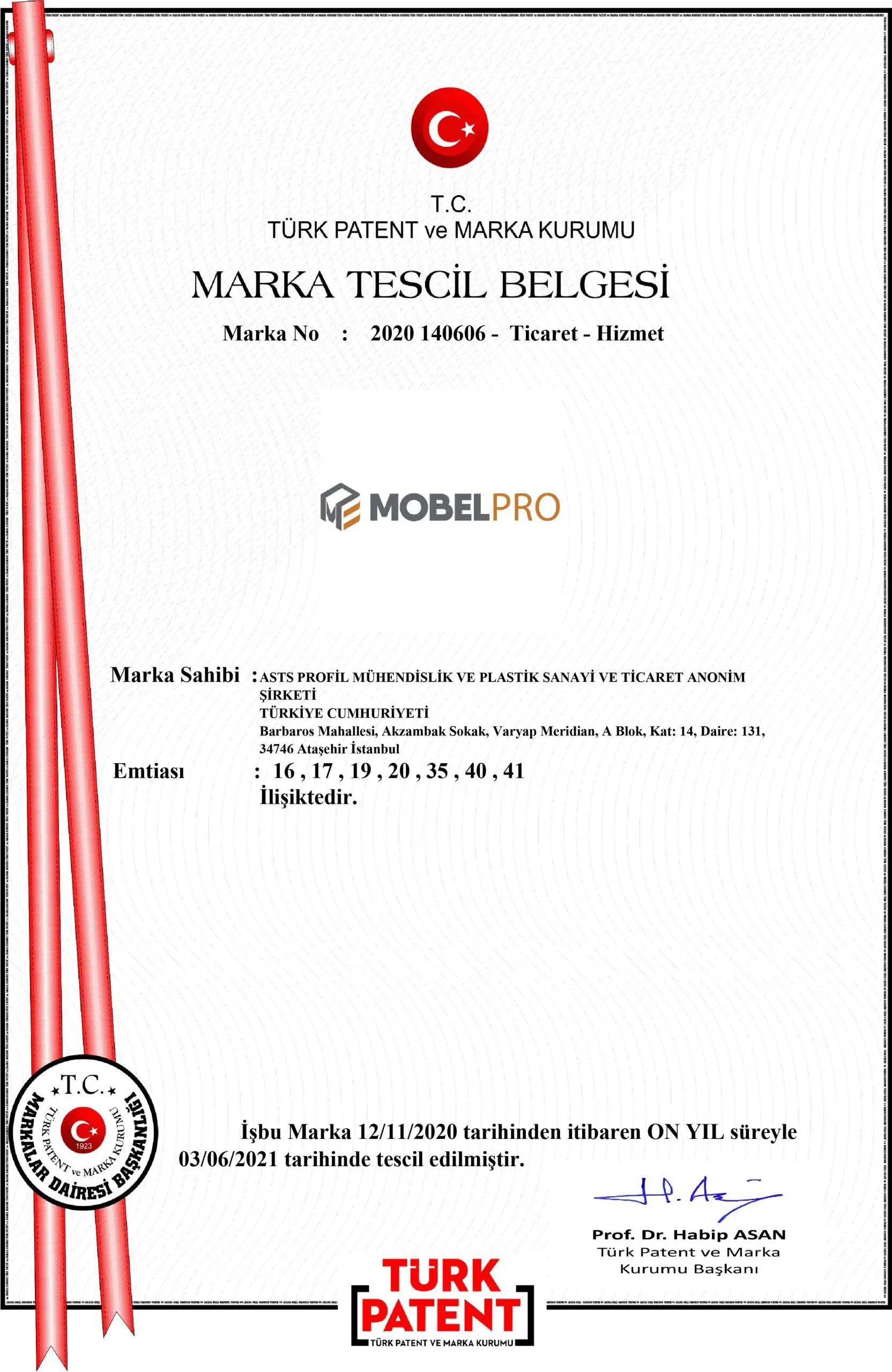 MOBELPRO Marka Tescil Belgelerimiz