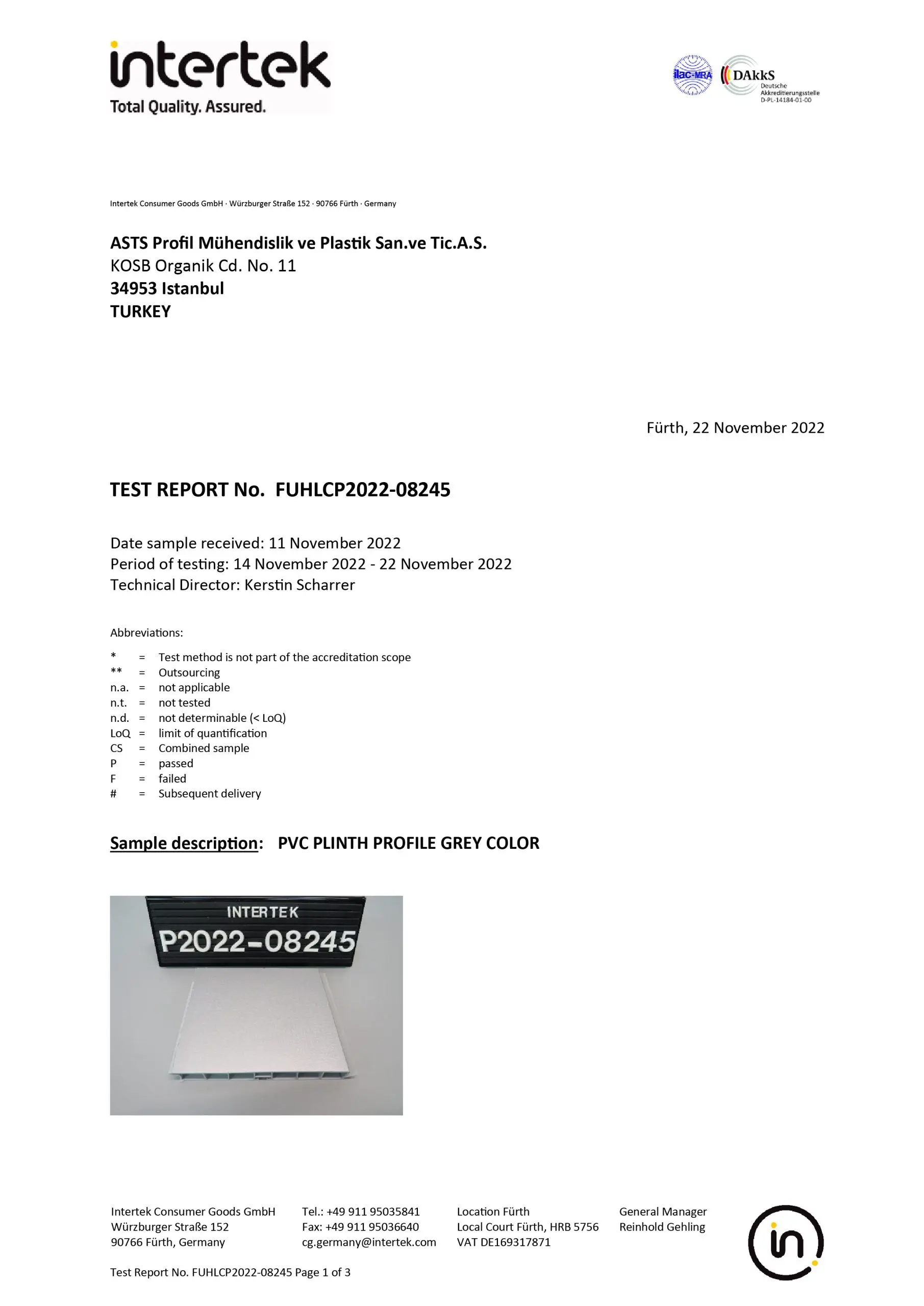 PVC Baza Profili Testi (Grey)