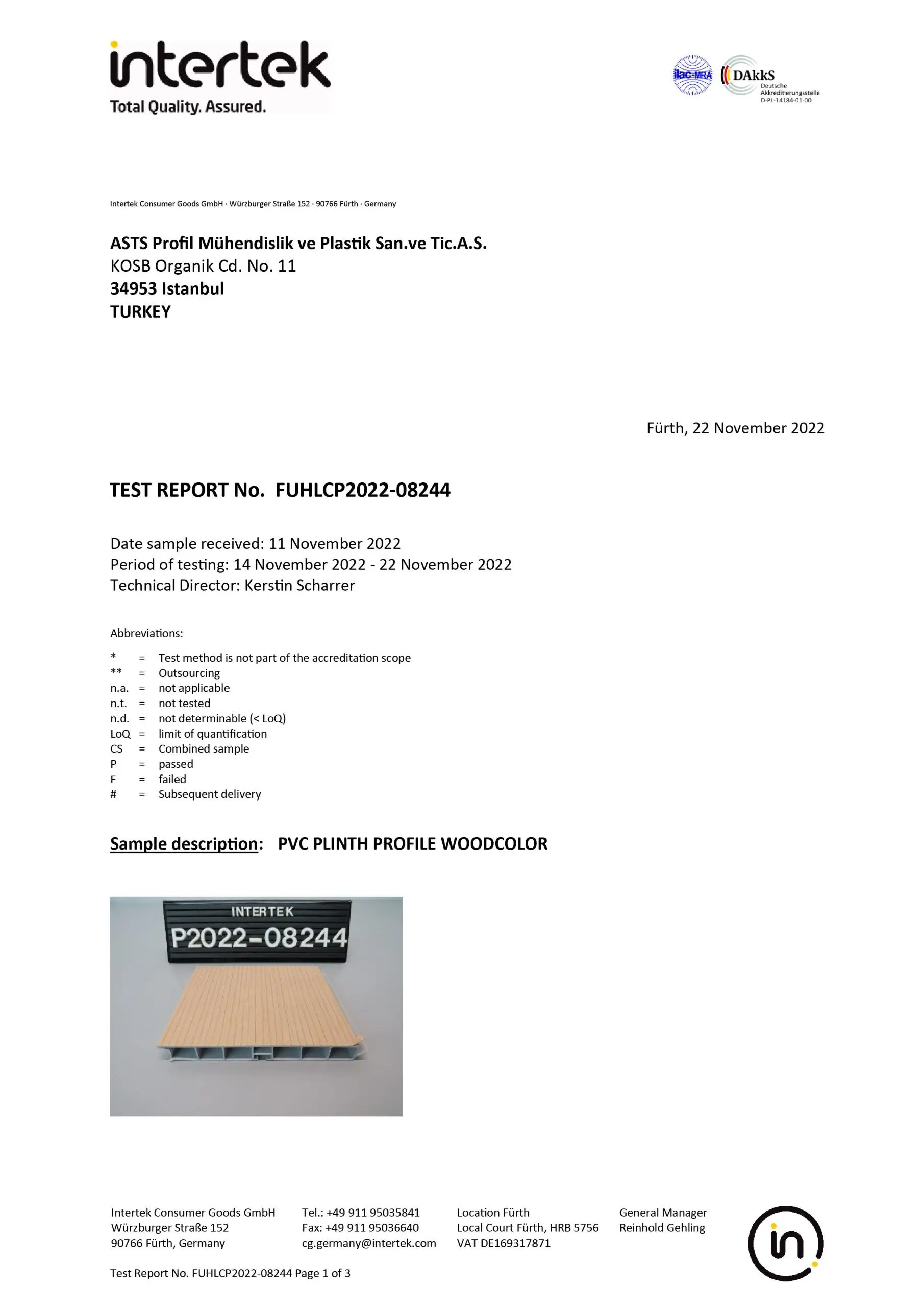 PVC Baza Profili Testi (Wood)