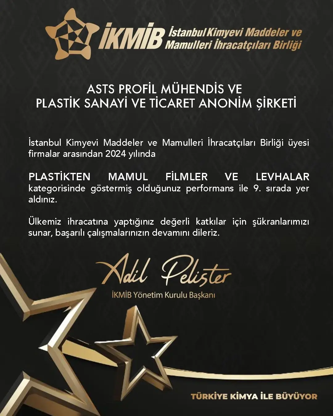 2024’te İhracatta İlk 10’da Yer Almaktan Gurur Duyuyoruz